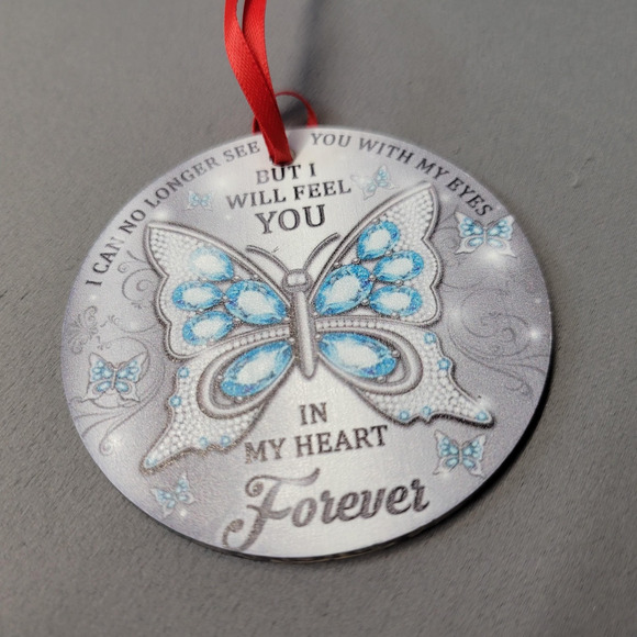 Memorial Butterfly Ornament Round Hanging In My Heart Forever Sympathy Gift - Picture 5 of 6